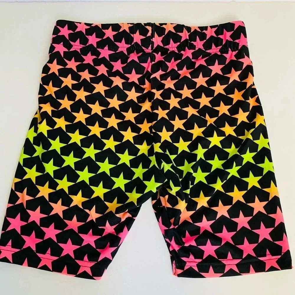 Converse Girls Neon Star Print High-Rise Bike Shorts Girls Size Large